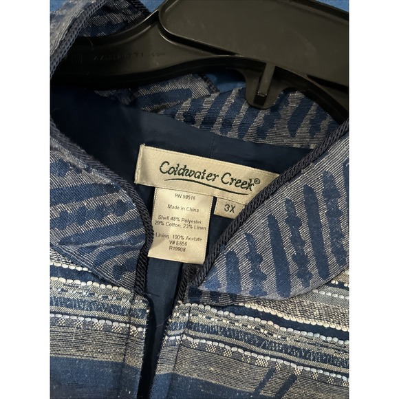 Coldwater‎ Creek Jacket Size 3X Blue / Gray Lined Linen Blend Aztec Southwest - Picture 1 of 9